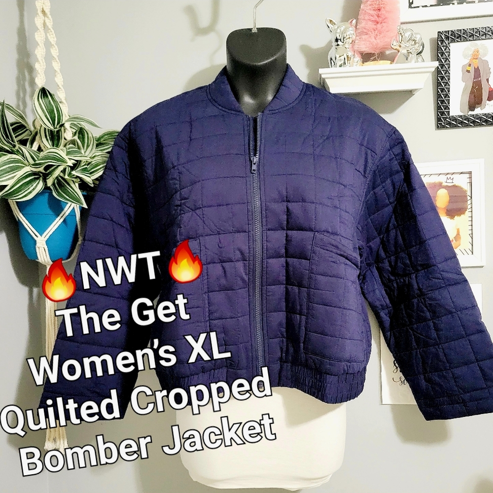 🔥NWT The Get Women’s XL Quilted Cropped Bomber Jacket